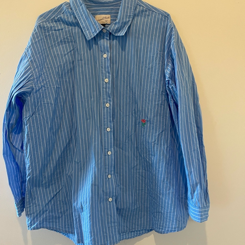 Universal Thread Blue and White Pinstripe Button-Down Shirt